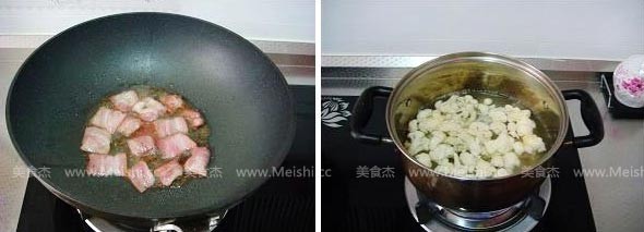 培根香煎双花的做法步骤：2