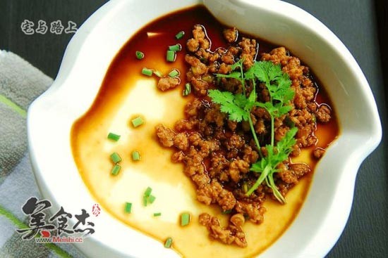 肉沫豆腐蛋羹的做法步骤：7