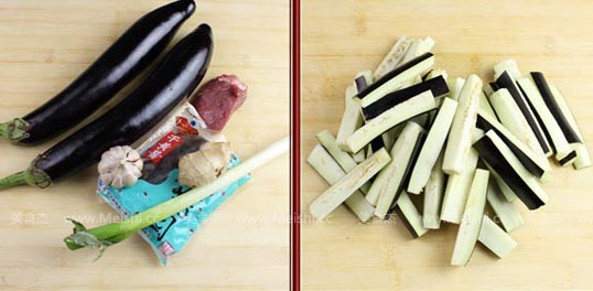 肉末酱烧茄子的做法步骤：1
