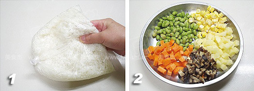 五色健康炒饭的做法步骤:2