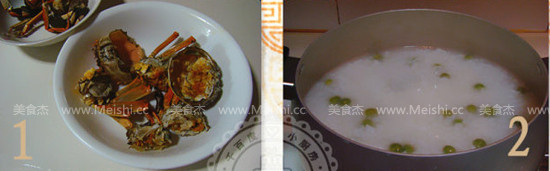 螃蟹粥的做法步骤：1