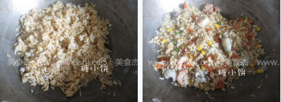 沙茶酱海鲜炒饭的做法步骤：6