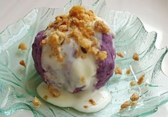 核桃奶香紫薯球的做法